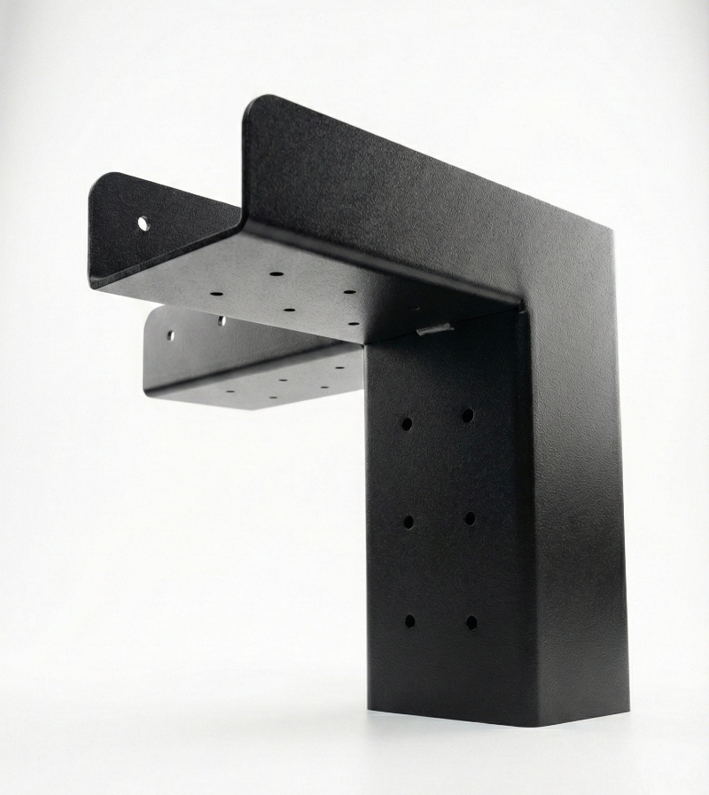 Black metal bracket on a white background