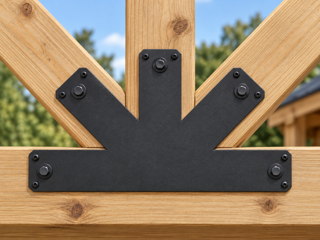 LuxShade V Plate – Five-Way Steel Connector Plate for Timber