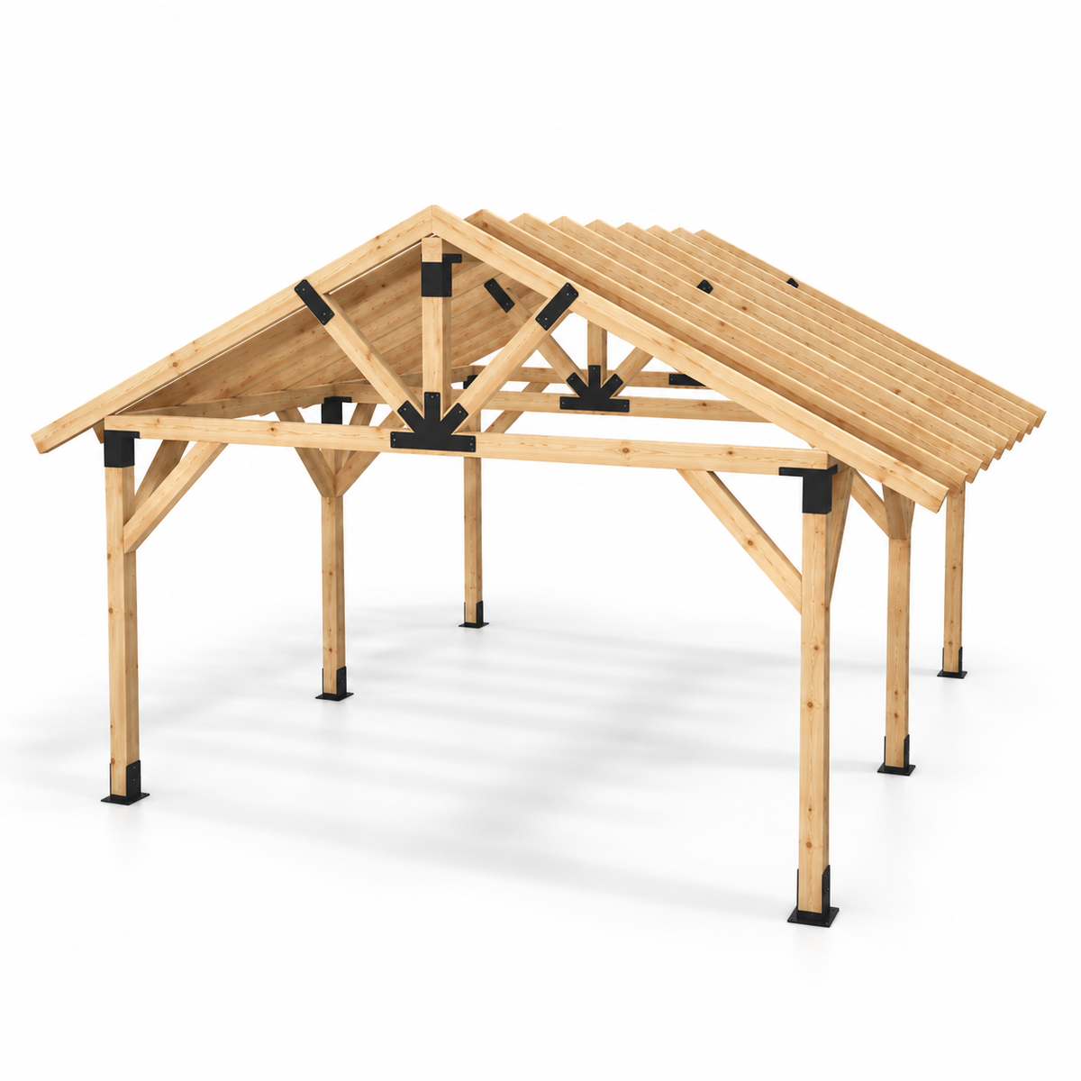 5 × 6 m Gable Pergola Metal Connector Kit + Free Plans & Timber Cutting List