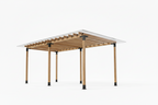 Wooden pergola structure on a white background