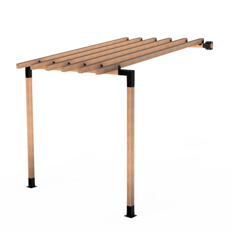 Wooden pergola structure on a white background