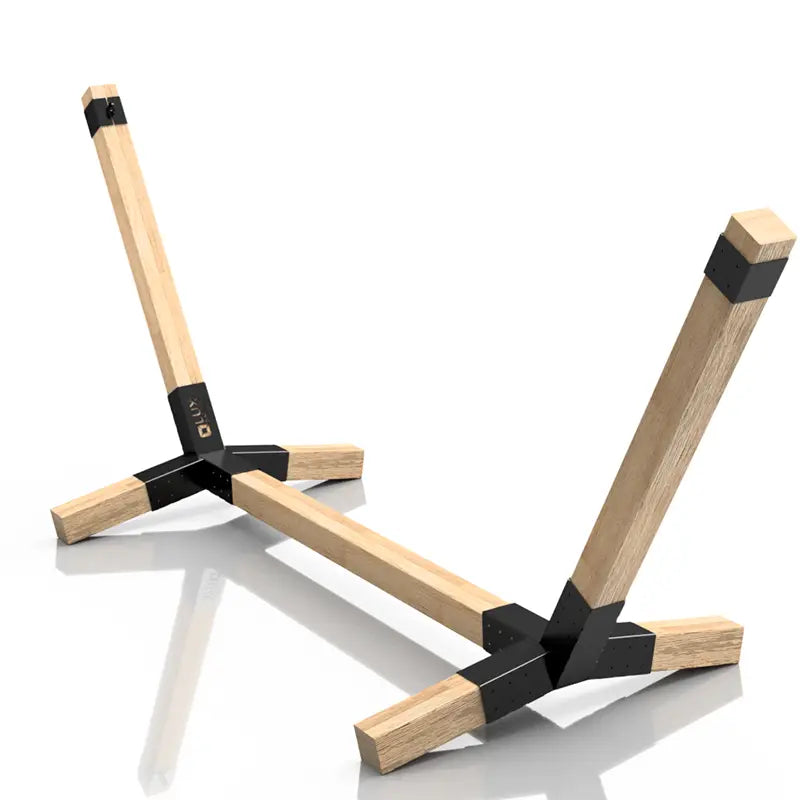 Wooden chair with black accents on a white background